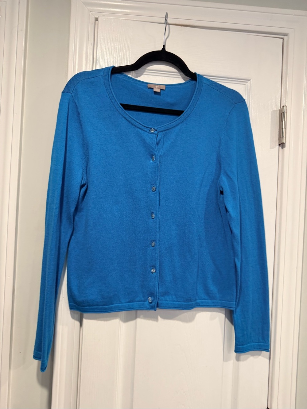J.Jill Size SP Blue Cardigan Sweater Crystal Button Front Long Sleeve Knit Top